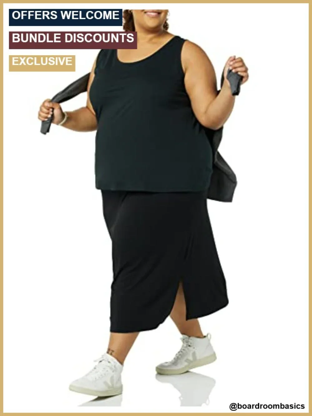 Pull-On Knit Midi Skirt with Elastic Waist, Stretchy